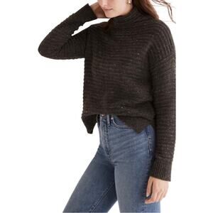 Madewell Belmont Mock Neck Cozy Sweater Top Donegal Thunder Grey Women's XS